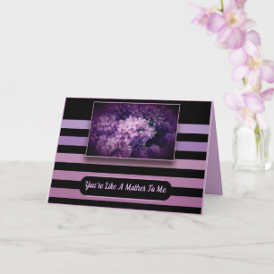 Tarjeta Flores y rayas púrpuras de lino