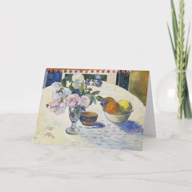 Tarjeta Flores y un bol de frutas | Paul Gauguin (Anverso)
