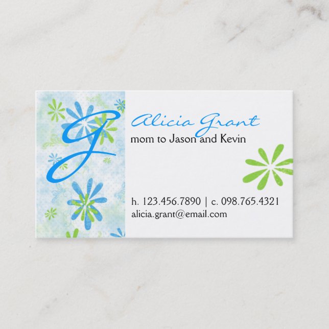 Tarjeta florida de la mamá (Anverso)