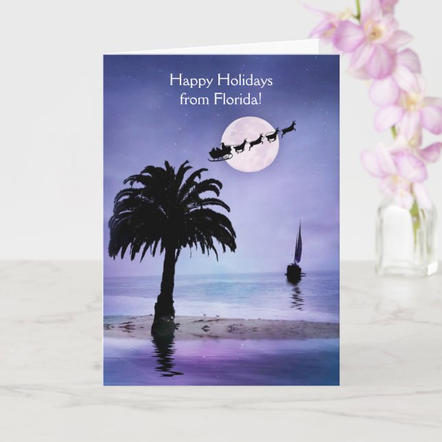 Tarjeta Florida Happy Holidays Coastbeach Sailboat (Orquídea)