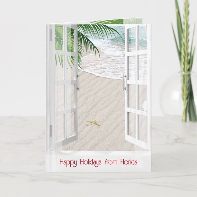 Tarjeta Florida Navidad Tropical Ventana  (Anverso)
