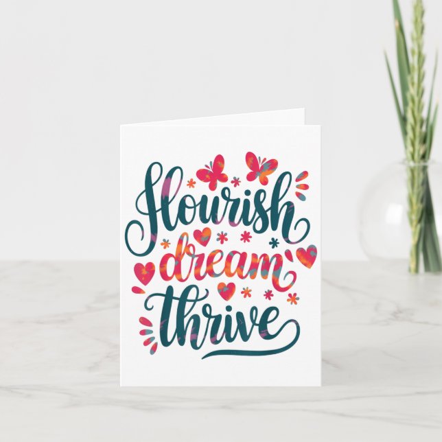 Tarjeta Flourish Dream Thrive Motivational  (Anverso)