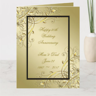 Tarjeta Flourish Gold Black 50° aniversario 8.5x11