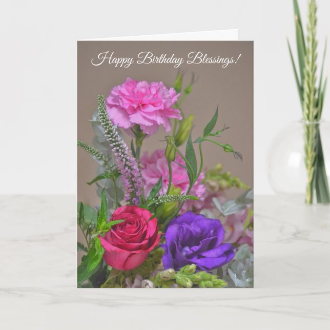 Tarjeta Flower Bouquet Art Faith Birthday Card (Anverso)