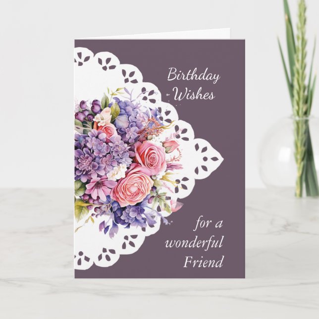 Tarjeta Flower Bouquet Friend Birday Card (Anverso)