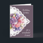 Tarjeta Flower Bouquet Friend Birday Card<br><div class="desc">El Bouquet de Flores Vintage para tu Amigo Cumpleaños dentro de un versículo incluye Que te duelan con el amor y la alegría de Dios en tu día especial y todos los días</div>