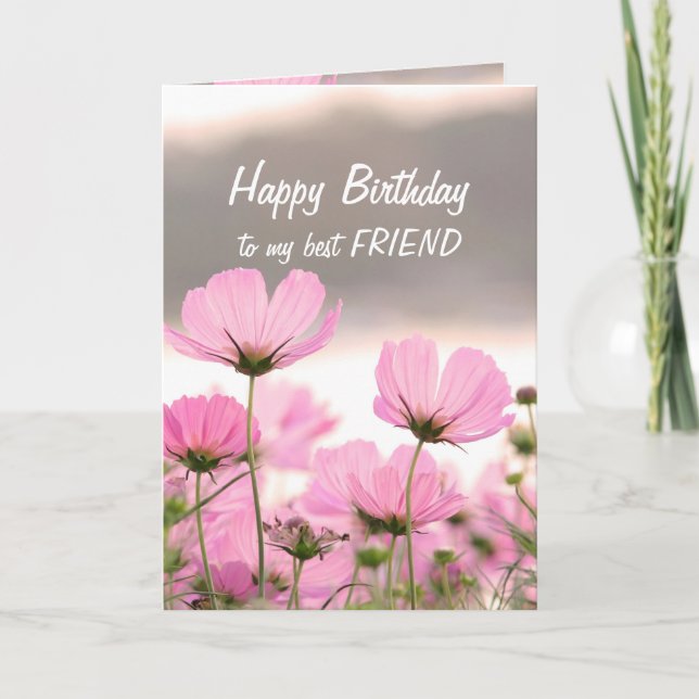 Tarjeta Flower Bouquet Friend Christian Birday Card (Anverso)