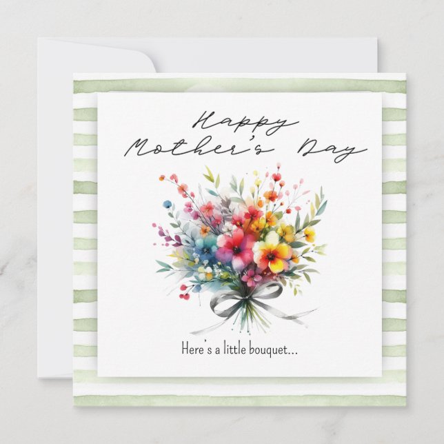 Tarjeta Flower Bouquet Happy Mother's Day green background (Anverso)