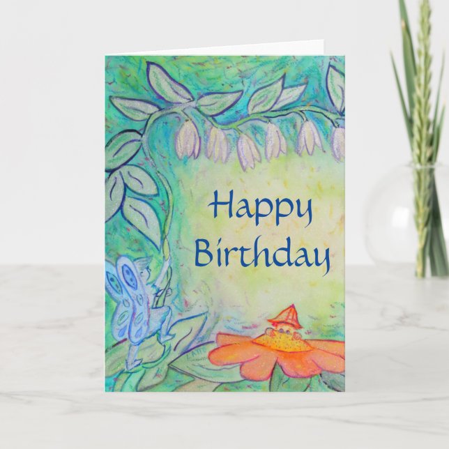 Tarjeta Flower Fairy Happy Birday Greet Card (Anverso)