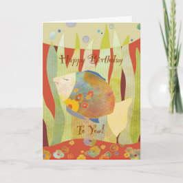 Tarjeta Flower Fish Happy Birday Card