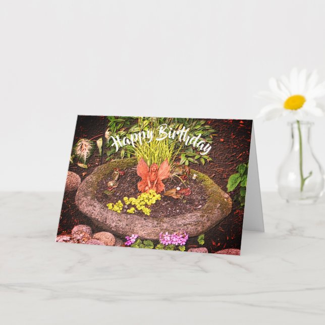 Tarjeta Flower Garden Fairy Nature Art Birday Card (Planta pequeña)