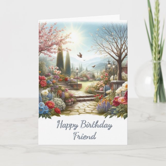Tarjeta Flower Garden Happy Birend Friend Greaming Card (Anverso)