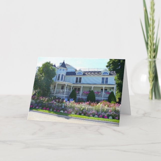 Tarjeta Flower Garden Mansion Mackinac Island, MI Nueva Ca (Anverso)