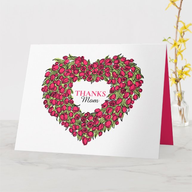 Tarjeta Flower heart bouquet tuilp inked art (flor amarilla)