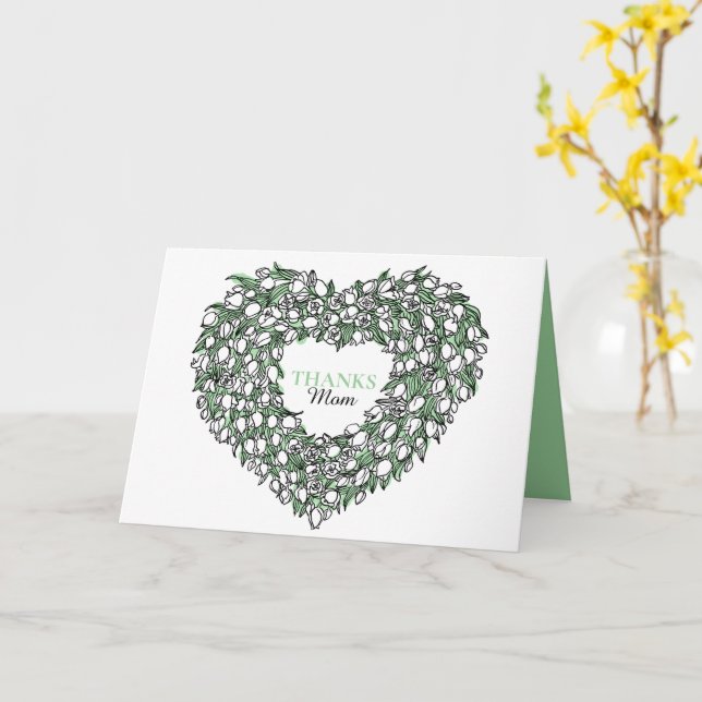 Tarjeta Flower heart bouquet tuilp inked art (flor amarilla)