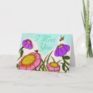 Tarjeta Flower Meadow "Te echo de menos"