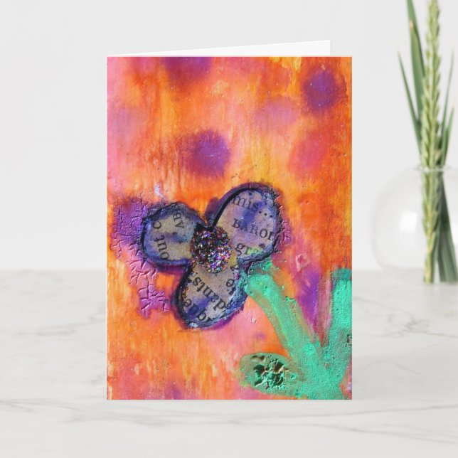 Tarjeta Flower Mixed Media Birday (Anverso)