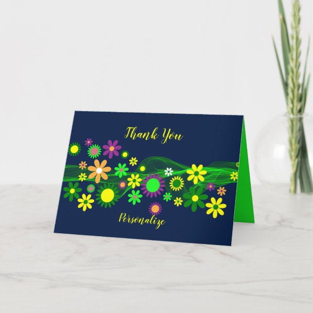 Tarjeta Flower Power Gracias Personalizado (Anverso)