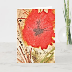 Tarjeta Flower Rojas Abstract Birday