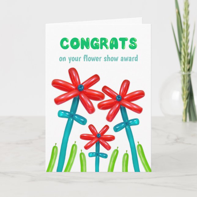 Tarjeta Flower Show Award Felicitaciones Globos (Anverso)