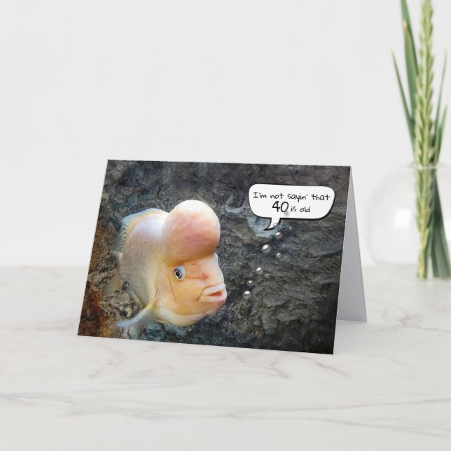 Tarjeta Flowerhorn Fish 40 cumpleaños Humor (Anverso)