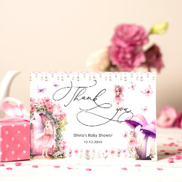 Tarjeta Flowers Fairy Modern Garden Baby Shower Gracias