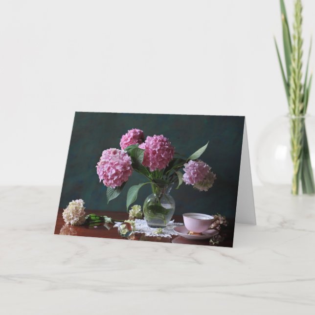 Tarjeta Flowers | Hydrangeas in Vase (Anverso)