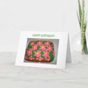 Tarjeta ¡FlowersCake rosado, FELIZ CUMPLEAÑOS!