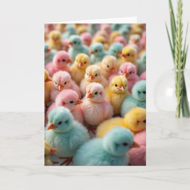 Tarjeta Fluffy Pastel Chicks Photo Card (Anverso)