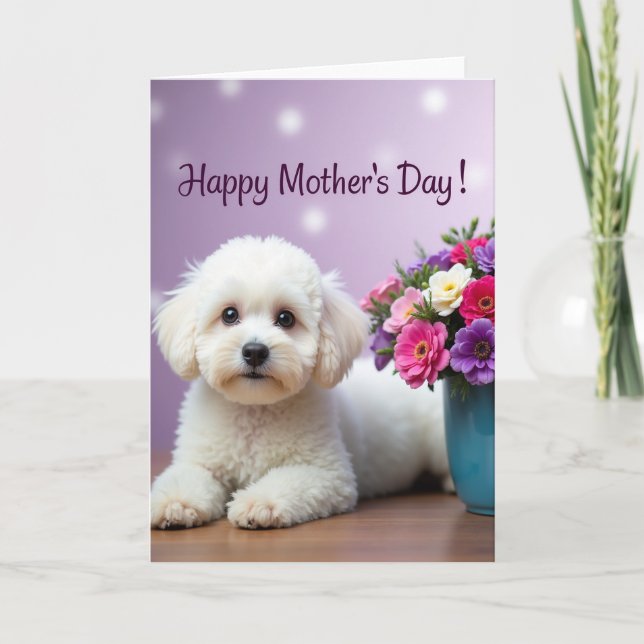 Tarjeta Fluffy Pup Mothers Day Card (Anverso)