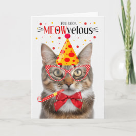 Tarjeta Fluffy Tabby Cat MEOWvelous Cumpleaños