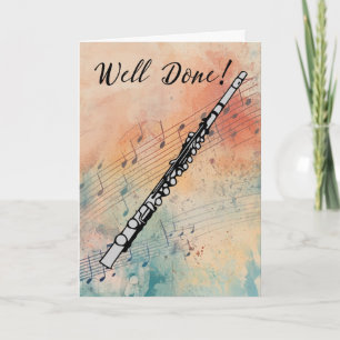 Tarjeta Flute Music Performance Felicitaciones Acuarela