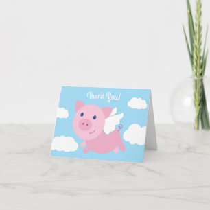 Tarjeta Flying Pig Cute Gracias Cartas De Primer Cumpleaño