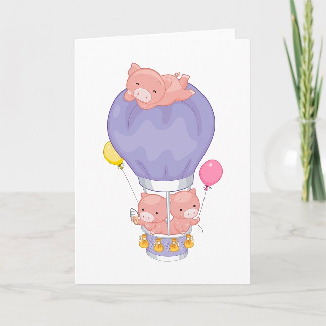Tarjeta Flying Piggies in Hot Air Balloon (Subido por el creador)