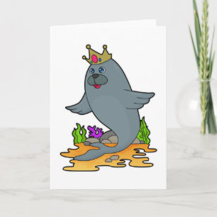 Tarjeta Foca como Rey con Corona