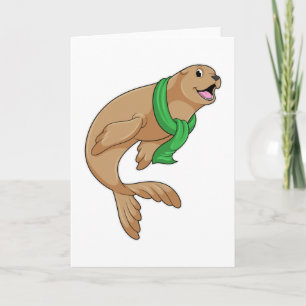 Tarjeta Foca con bufanda