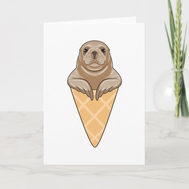 Tarjeta Foca con cono de helado (Anverso)