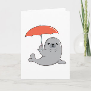 Tarjeta Foca con Paraguas