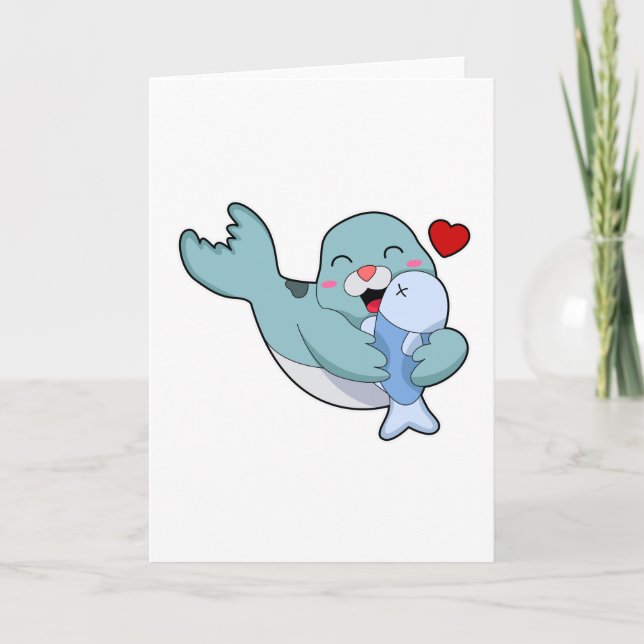 Tarjeta Foca con pez (Anverso)