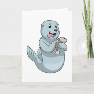 Tarjeta Foca con pez