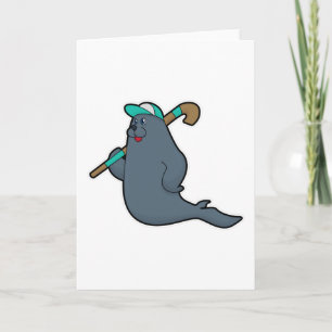 Tarjeta Foca en hockey con palo de hockey