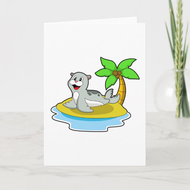 Tarjeta Foca en la isla (Anverso)