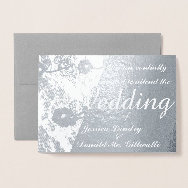 Tarjeta Foil de invitación a la ceremonia de Boda  (Anverso con sobre)