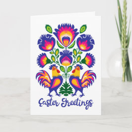 Tarjeta Folclore de Pascua con 2 gallos Personalizado tarj