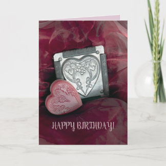 Tarjeta Fold Pink Greeting Card BIRTHDAY hearts add name!
