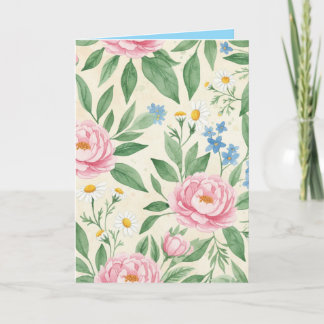 Tarjeta Folded Greeting Card Blank Floral Spring Pattern
