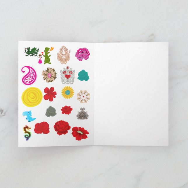 Tarjeta Folded Greeting Cards | Floral Dragon Art (Interior)