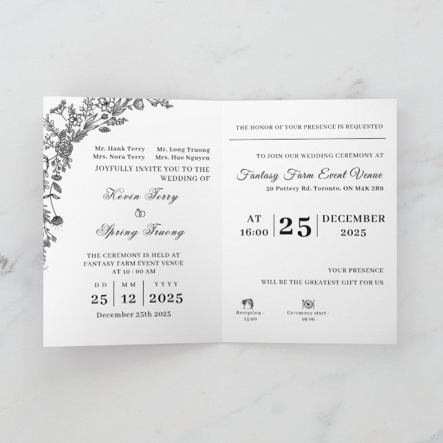 Tarjeta Folded Invitation "We are getting Married" Set (Interior)