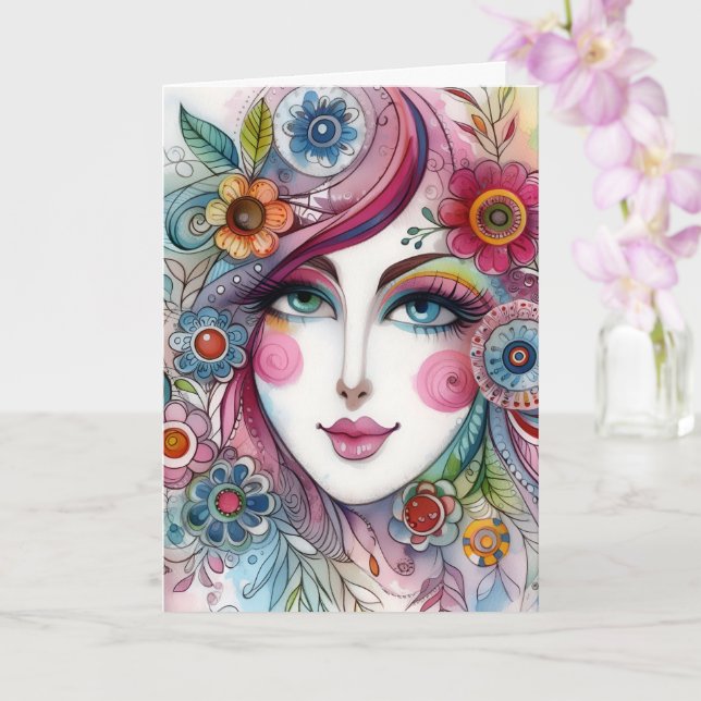 Tarjeta Folded Whimsical Card (Orquídea)