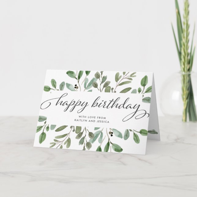 Tarjeta Foliage minimalista | Cumpleaños (Anverso)